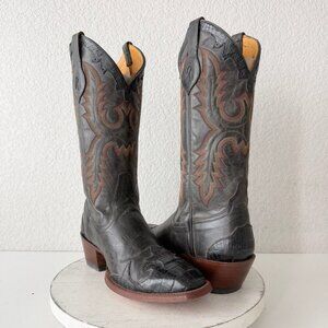 Rod Patrick Mens Cowboy Boots 10 AA Black Caiman & Calf Leather Soles French Toe